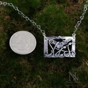 Silver love letter pendant size reference by Nadin Novoa