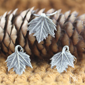 Silver Leaf Earrings and Pendant Set by Nadin Novoa