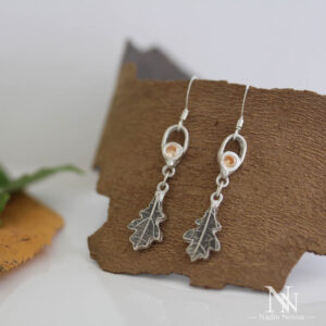 Oak Leaf Earrings with CZ by Nadin Novoa