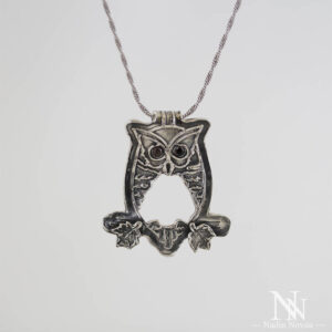 Reversible Handmade Silver Owl Pendant by Nadin Novoa