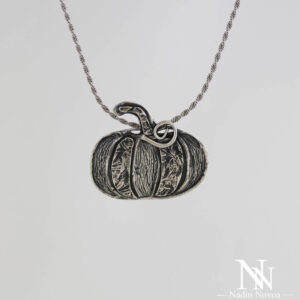 Silver Pumpkin and Jack o lantern Fall Pendant by Nadin Novoa