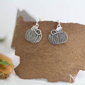 Silver Pumpkin Earrings by Nadin Novoa