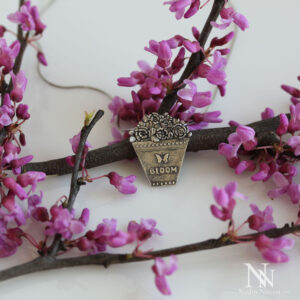 Spring and Summer Flowers in a Pot - Silver Pendant