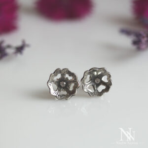 Heart Flower Studs Earrings Handmade by Nadin